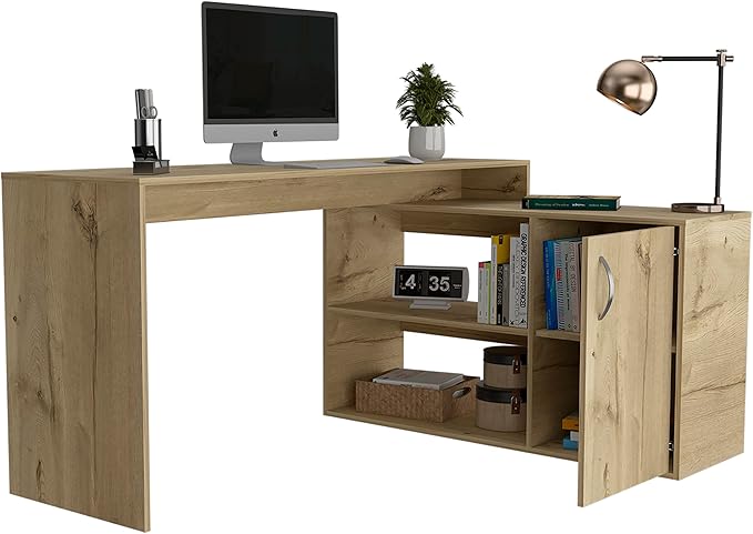 L-Shaped Desk Extended Desk Computer Desk Office Desk Writing Work Study Table for Home Office Light Oak