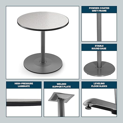 OEF Furnishings OEFCTG13636RCGY Premium Commercial-Grade Restaurant and Breakroom Cafe Table (Round 36 in Diameter 36 in Counter Height Round-Base Gray Frame Gray Nebula Laminate)