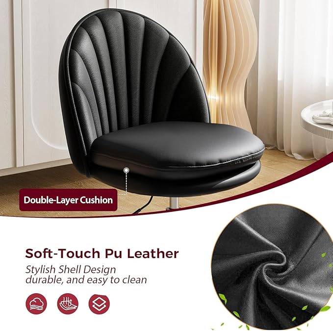 COMHOMA Vanity Chair with PU Leather Small Tall Armless Chair with Back Cute Candy Chair for Girls Gift Living Room/Makeup Room/Bedroom/Kitchen (Height Use: Adjustable from Desk to Bar Height)