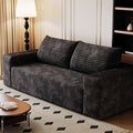 71 Corduroy Couch in a Box Cloud Loveseat Sofa with 2 Cushions Boneless Couches for Living Room Bedroom Small Space Compressed Deep Seat Memory Foam No Assembly (Black 71)