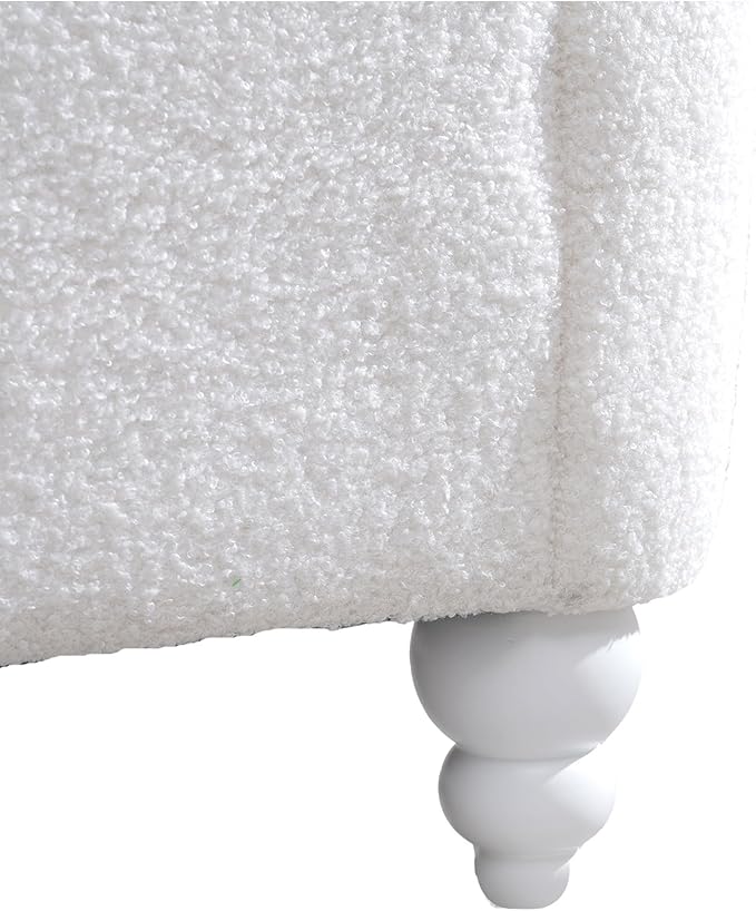 63 Loveseat Chaise Lounge Couch with 2 Pillows Upholstered Teddy Velvet Loveseat Chaise Sofa with Tufted Back Roll Arms 2-Seater Couch for Living Room Apartments Office(White)