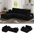 107 Sectional Couches 4 Seat Modular Sectional Sofa with Left Chaise Lounge Boneless Cloud Couch Upholstered Couch for Apartment Living Room No Assembly Required (Black Stripe)
