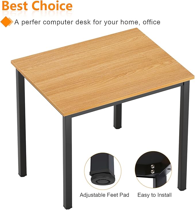SDHYL 31.5 inches Modern Computer Desk Wooden Home Office Desk Small Writing Desk Study Table Sturdy Workstation Easy Assemble Teak (31.5L * 23.6W)