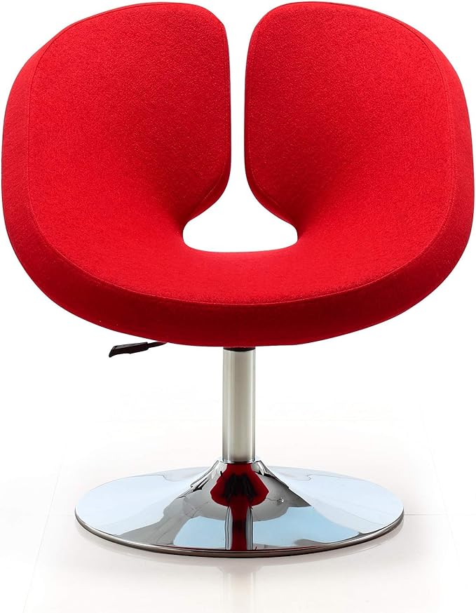 Manhattan Comfort Perch Mid Century Modern Living Room Wool Blend Adjustable Accent Chair 27.36 Set of 2 Red