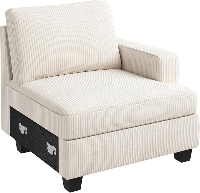 Nolany Right Armrest for Modular Sectional Couch Customizable Right Armrest for Sectional Sofa Beige