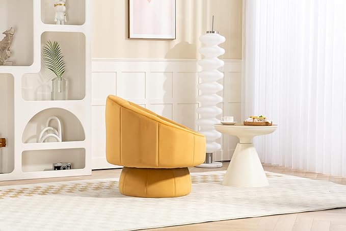 Mid Century Modern Accent Chair with Wood e Upholstered Swivel Chair for Living Room Chairs with Waist Cushion Reading Armchair for Bedroom Sunroom