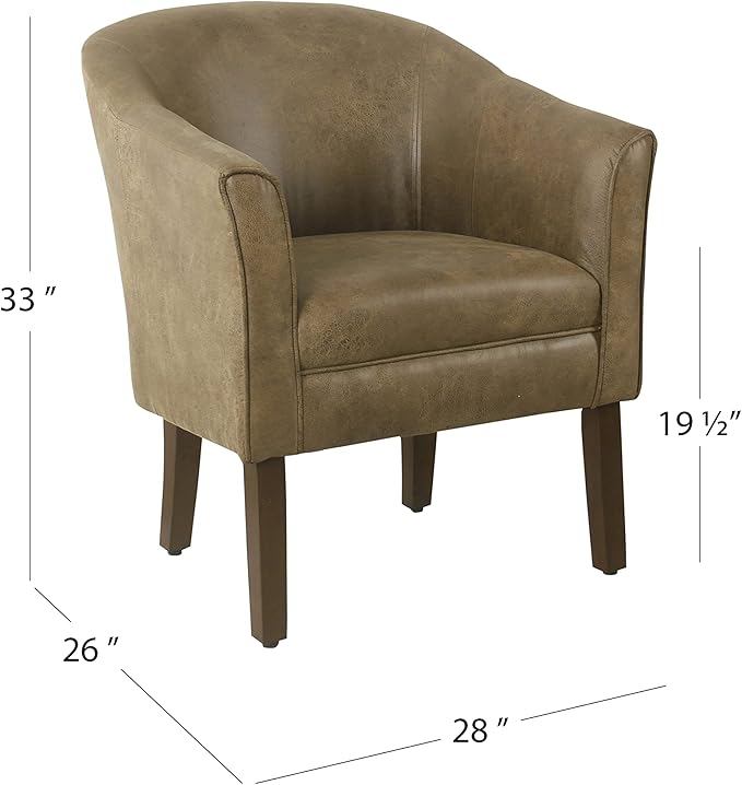 HomePop Modern Barrel Accent Chair Dark Brown Faux Leather