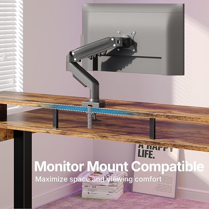 HUANUO 48″ x 26″ Electric Standing Desk with 2 Drawers &amp24.4″ Large Keyboard Tray C-Clamp Mount Compatible Adjustable Computer Desk for Office Sit Stand Up Desk with 4 Height Presets Vintage B