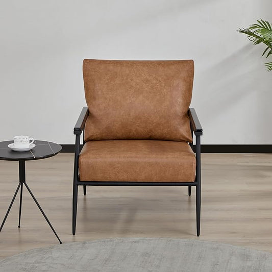 Artdeco Home Parker Modern arm Accent Chair Comfortable Chairs for Living Room Bedroom and Fireside Chair (Light Brown)