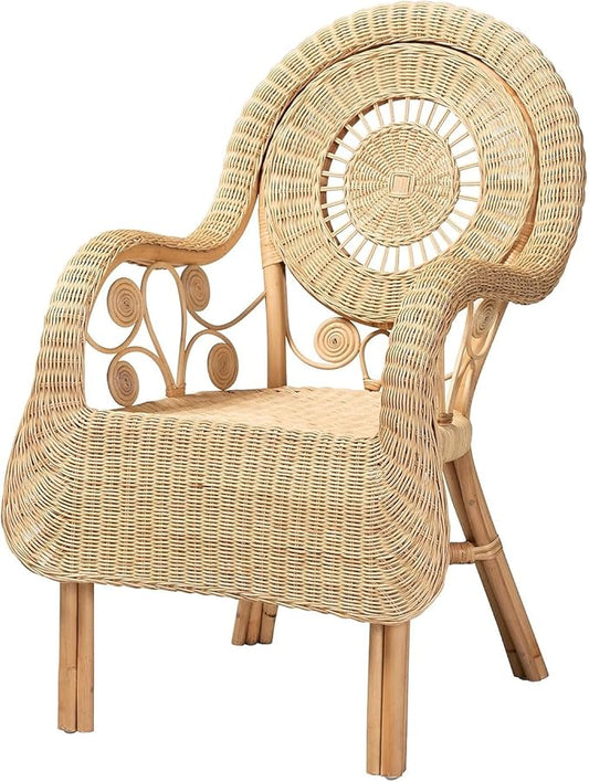 Baxton Studio Putri Modern Bohemian Natural Rattan Arm Chair