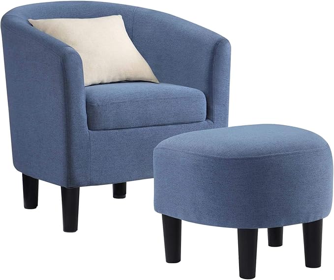 Convenience Concepts Take a Seat Churchill Accent Chair with Ottoman Blue Fabric