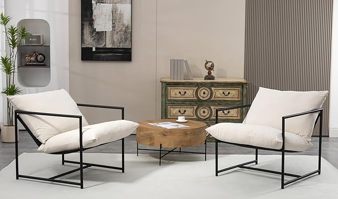 Serenity Accent Modern Velvet Arm Chair with Reclined Seat Sleek Design Durable Metal Frame Soft Upholstery and Plush Comfort for Stylish Living Room Beige