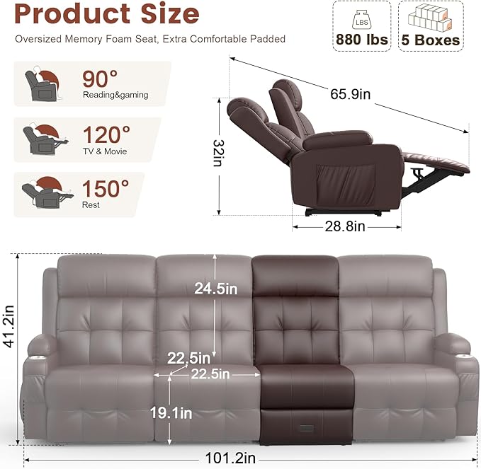 Sofa Box G Flip-Back Middle Seat Brown Color