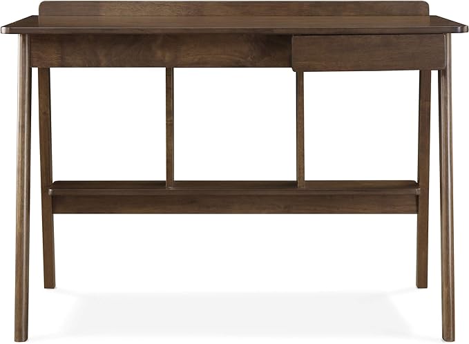 Finch Darren Home Office Desk with Drawer Mid Century Accent Desk 43 Inch Wide Simple Modern Study Table Walnut Brown