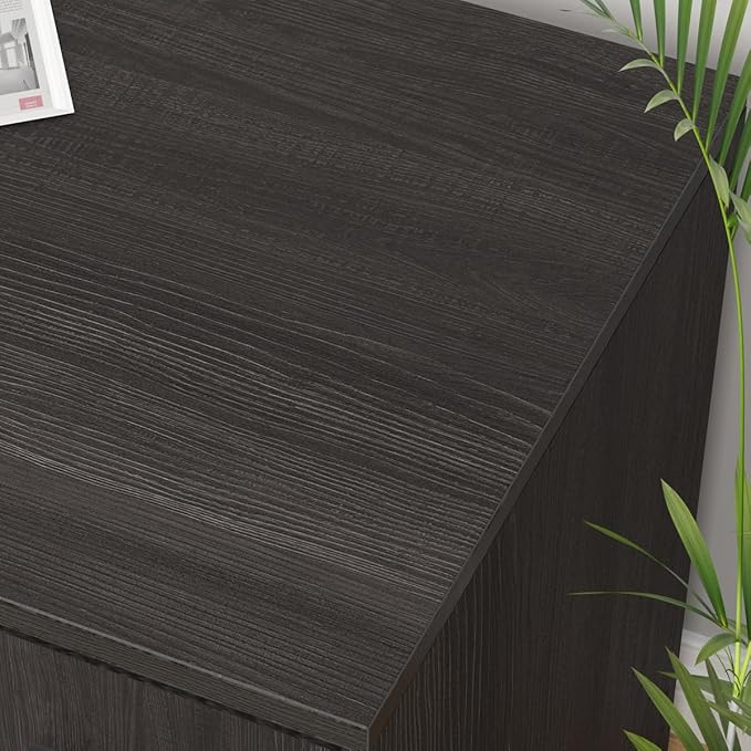 LVB 60 L Shape Home Office Desk with File Drawers Reversible Corner Table Workstation for Work Study Writing Gaming Large Wood Modern L-Shaped Computer Desk with Storage Cabinet Shelves Gray Oak