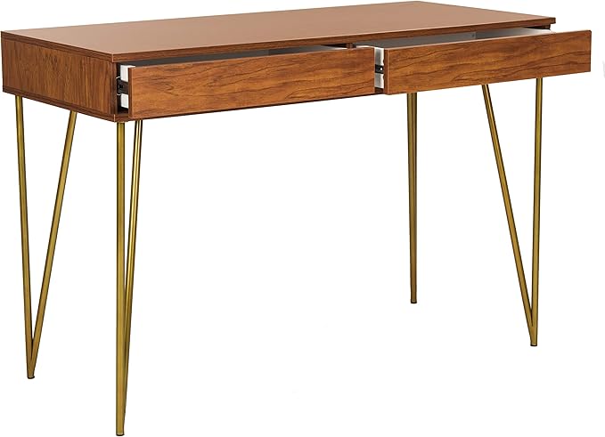Safavieh Home Office Pine Modern Natural and Gold 2-drawer Desk
