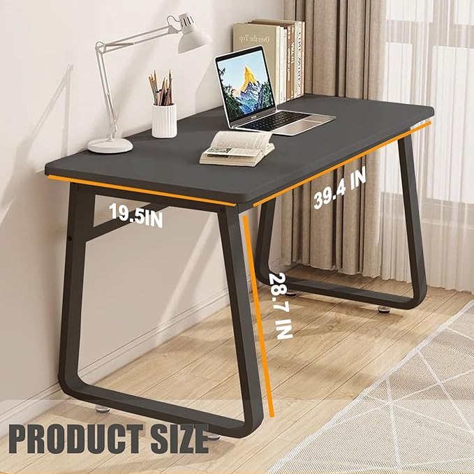 Small Office Computer Desk Writing Desk Waterproof and Scratch-ResistantSturdy Study Writing Desk with Wooden Tabletop and Metal Frame for Bedroom