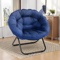 Folding Saucer Chairs for Living Room Circle Chairs with Faux Fur Moon Saucer Chairs for Adults Dorm Reading (Blue)