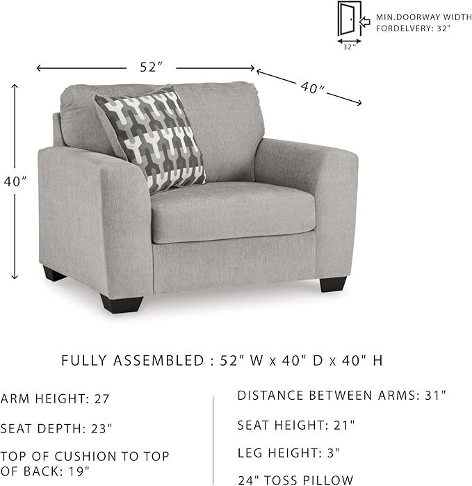 Signature Design by Ashley Avenal Park Classic Upholstered Oversized Chair with Removable Cushion Light Gray
