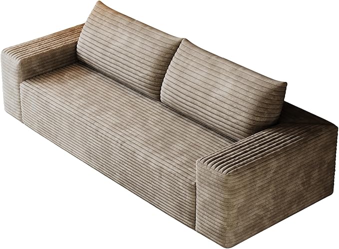 71 Loveseat Sofa in a BoxPlush Corduroy Fabric Deep Seat CouchNo Assembly RequiredSpace-Saving DesignComfy Seater Sofa for Living Room Apartment Bedroom &amp OfficeModernCamel
