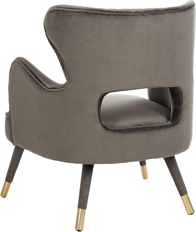 Safavieh Home Blair Retro Glam Shale Velvet and Gold Wingback Accent Chair