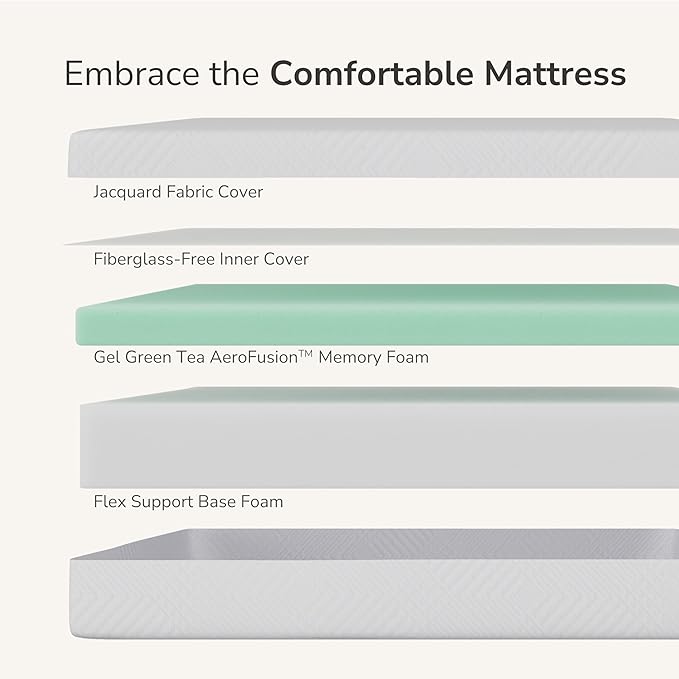 MLILY Full Mattress in a Box 10 inch Mattresses for Platform Bed Double Size Daybed Bunk Green Tea Memory Foam Medium Firm