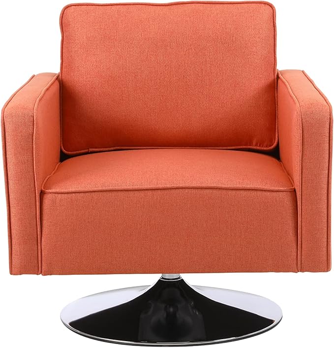 Generic Modern Linen Swivel Accent Chair Comfy Armchair with 360 Degree Swiveling for Living Room Bedroom Reading Room Home OfficeOrange