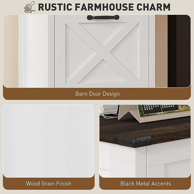 File Cabinet with Lock 4 Drawer Small Storage Cabinet Organizer Under Desk Locking Drawers Filing Cabinets for Home OfficeBrownDistressedWhite