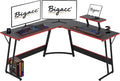 Bigacc L Shaped Gaming Desk 50 Corner Desk Spacious Dual Tops P2 Particleboard Metal Z-Legs Adjustable Non-Slip Pads Scratch/Waterproof Multi-Use Home Office/Game Room/Dorm