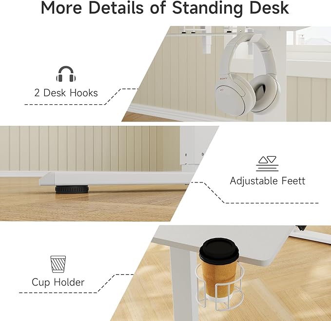 71 x 24 Inches Electric Standing Desk with 2 Monitor Shelves Adjustable Computer Desk from 28-46'' Sit to Stand UpHome Office Desk with Memory Controlller for Workstations White