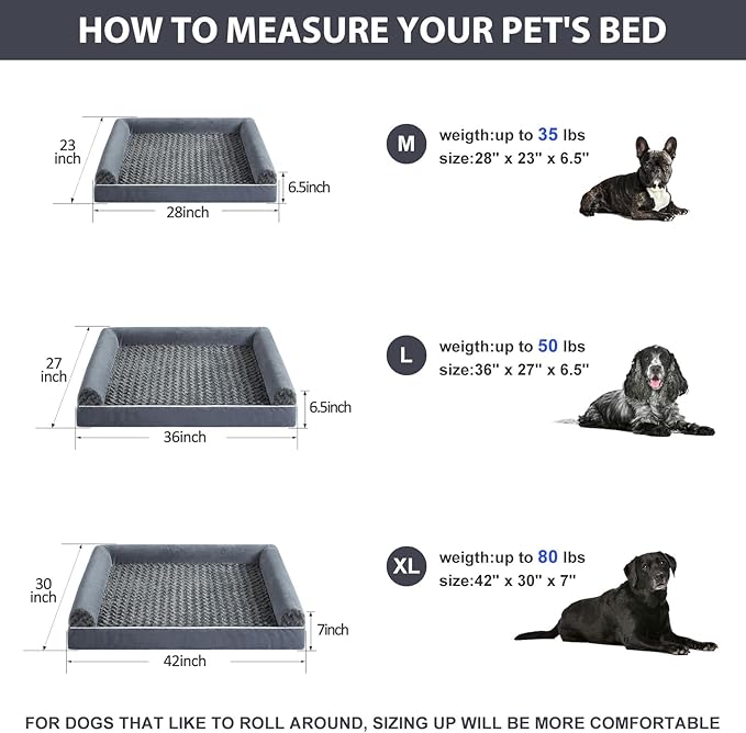 BFPETHOME Dog Beds for Large Dogs Orthopedic Dog Bed for Medium Large DogsBig Waterproof Couch Pet Bed with Removable Washable Cover