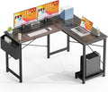 L Shaped DeskCorner Computer Desk Sturdy Metal Frame CPU Stand Side Bag Reversible for Home Office Small Place (Gray50 Inch)