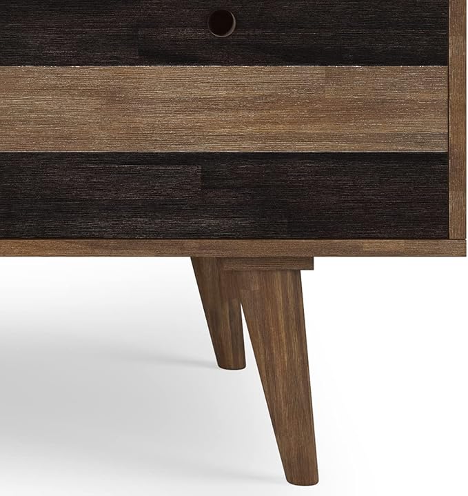 SIMPLIHOME Clarkson Desk - 60 Inch Wide Solid Acacia Wood Writing Desk in Rustic Natural Aged Brown Contemporary Home Office Computer Table for Study with 2 Side Drawers and Open Storage Compartments
