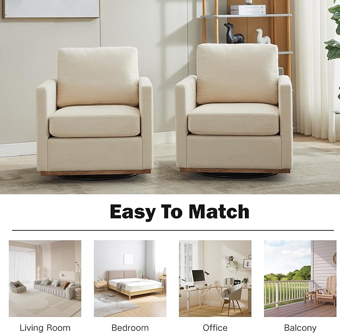 Chifee &amp Vingol 30.7 W Mid Century Modern Swivel Accent Chair for Living Room Set of 2Beige