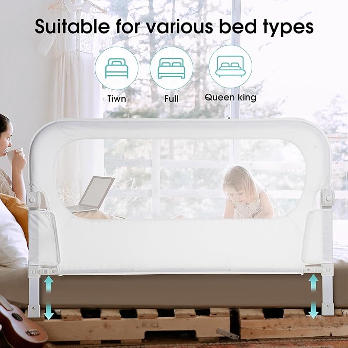 Baby Bed Rail Guard for Toddlers -47 Toddler Bed Rails for Twin Full Queen King Bunk Size Bed Swing Down Bedrail Extral Tall Child Safety Side Railing Guards for Kids