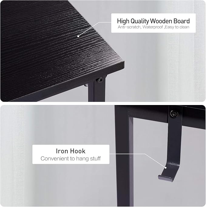 GEOK Writing Computer Desk 47 Inch Sturdy Gaming Desk Home Office DeskStudent Table with Storage Bag Laptop Desk