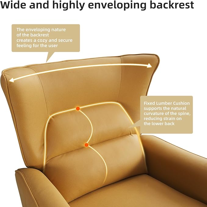 INZOY Power Swivel Rocker Recliner Glider Oversize Electric Swivel Rocker Recliners with Highly Enveloping Backrest Nursery Rocking Recliner Chair Leathaire Reclining Sofa for Living Room Yellow