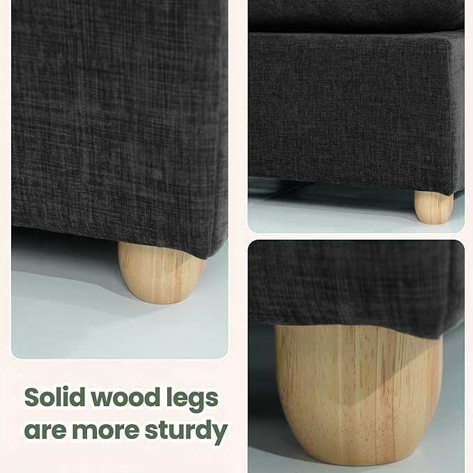 Brelice Armless Accent Chair Deep Seat Ergonomic Chenille Fabric Single Sofa Chair for Living Room High Resiliency Breathable Easy Clean Modern Armless Chair with Solid Wood Legs