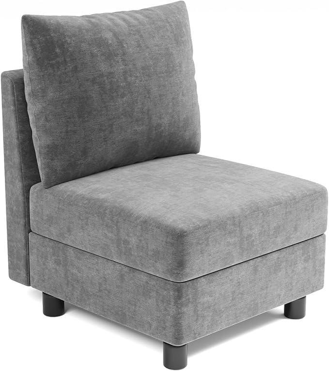 Apicizon Modular Sectional Sofa Middle Seat Module Couch Side Sectional Free Configuration Middle Light Gray