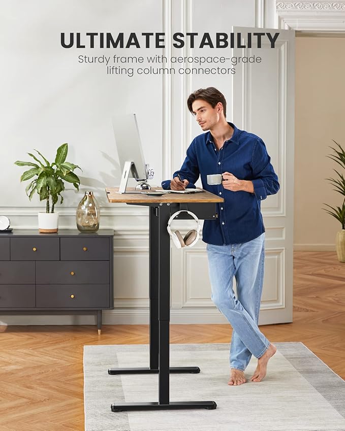 ErGear Electric Standing Desk with Keyboard Tray 55x28 Inches Adjustable Height Sit Stand Up Desk Home Office Desk Computer WorkstationVintage Brown
