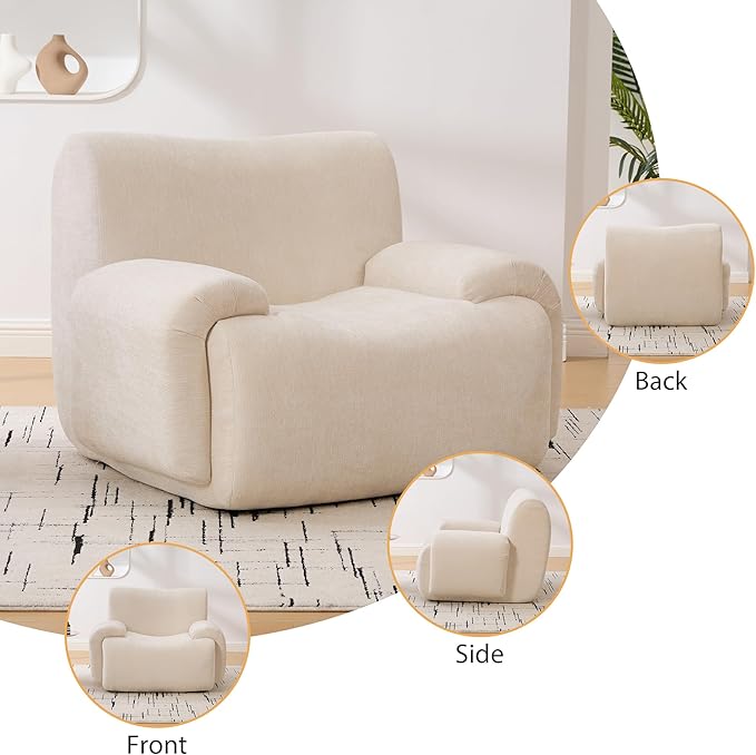 Mlmh &amp Kngwa Set of 2 Boneless Accent Chair 42 inch Oversized Chairs for Living Room Comfy Reading Nook Chair Single Couch with Wide Armrest for Bedroom Apartment Beige