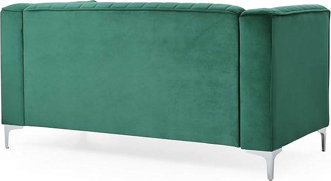 Glory Furniture Delray Velvet Upholstered Loveseat in Green