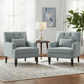 HUIMO Accent Chairs Set of 2 Tufted Club Chair Set of 2 with Lumbar PillowUpholstered Button Armchair Linen Fabric Sofa Chairs for Bedroom Living Room Mid Century Modern Reading ChairLight Blue