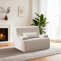 AHMED Boneless Chair Corduroy Cloud Chair Foam Couch with Wide Armrest&ampPillow No Assembly Reading Single Sofa for Living Room/Bedroom/Apartment Beige