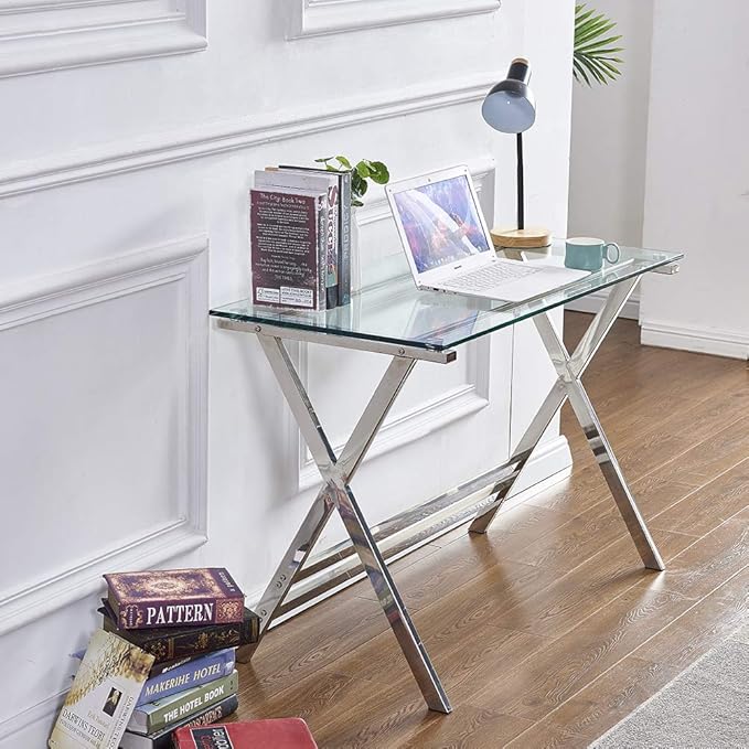 Tempered Glass Computer Desk Modern Student Writing Study DeskSmall Computer DeskHome Office Desk