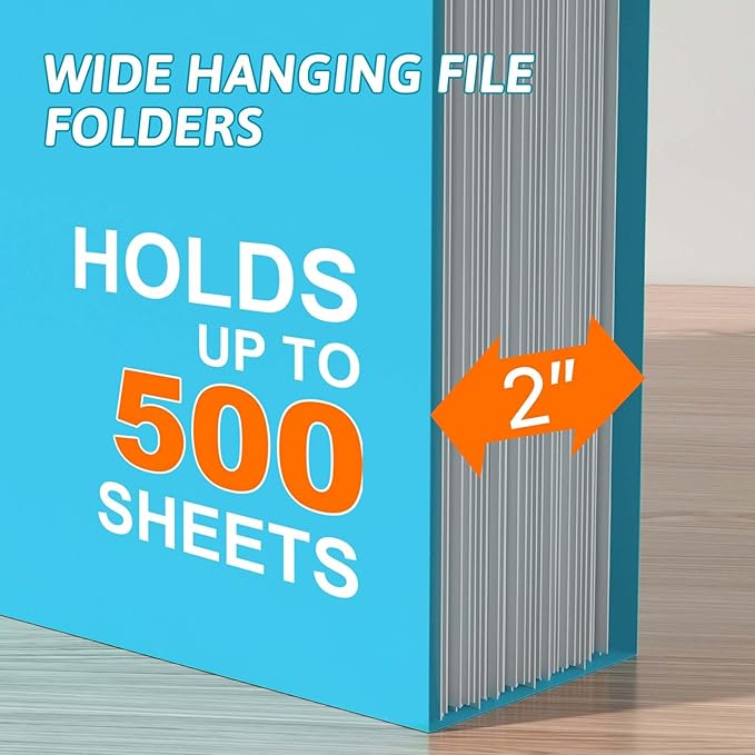 Plastic Hanging File Folder Extra Capacity12 Pack Reinforced Hang Folders with Heavy Duty 2 Inch ExpansionFiling Cabinet Folders Letter SizeHanging Organizer Designed for Bulky Files(Blue)
