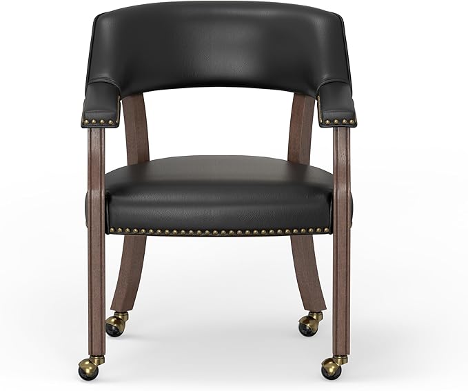 Modern Accent Chair Upholstered PU Leather Barrel Armchairs with Rubberwood Legs Comfy Lounge Arm Chair Hollow-Out Side Club Chair for Living Room Bedroom Office (Black)