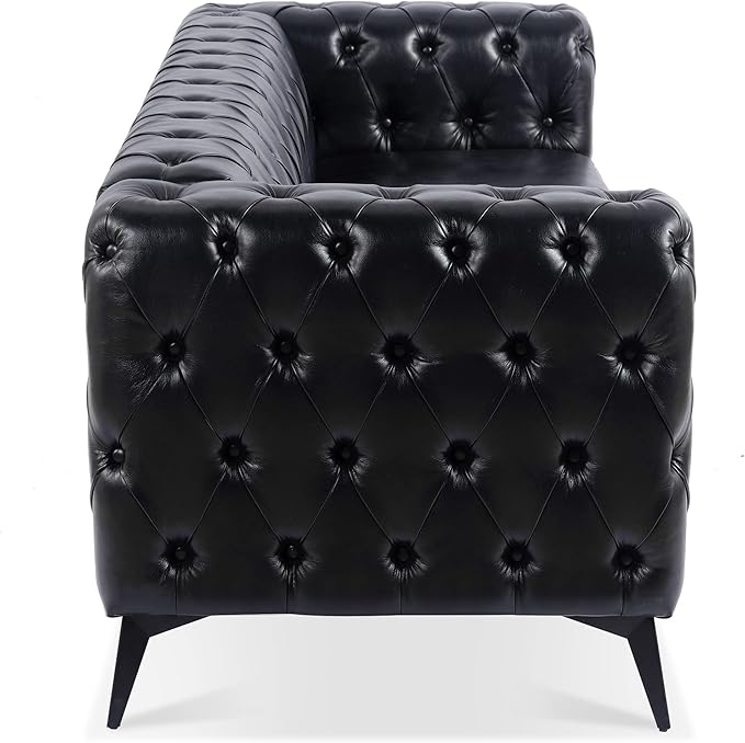 KEVINSPACE 84.06 3 Seater Sofa for Living Room Modern Chesterfield Sofa Couch Furniture Three-seat Sofa Classic Tufted Chesterfield Couch Tufted Back for Bedroom Office Apartment Black