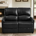 Manual Reclining Loveseat Sofa 2-Seater Recliner Couch with Overstuffed Backrest PU Leather Upholstered Double Recliner for Living Room RV Small Spaces Black