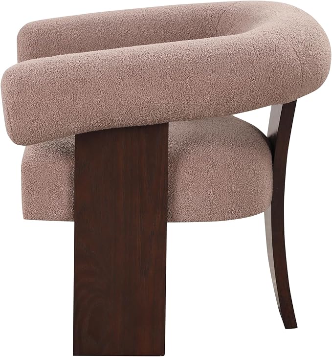 Generic The Curved Wishbone Frame Accent Chair Velvet for Living Room Light Brown